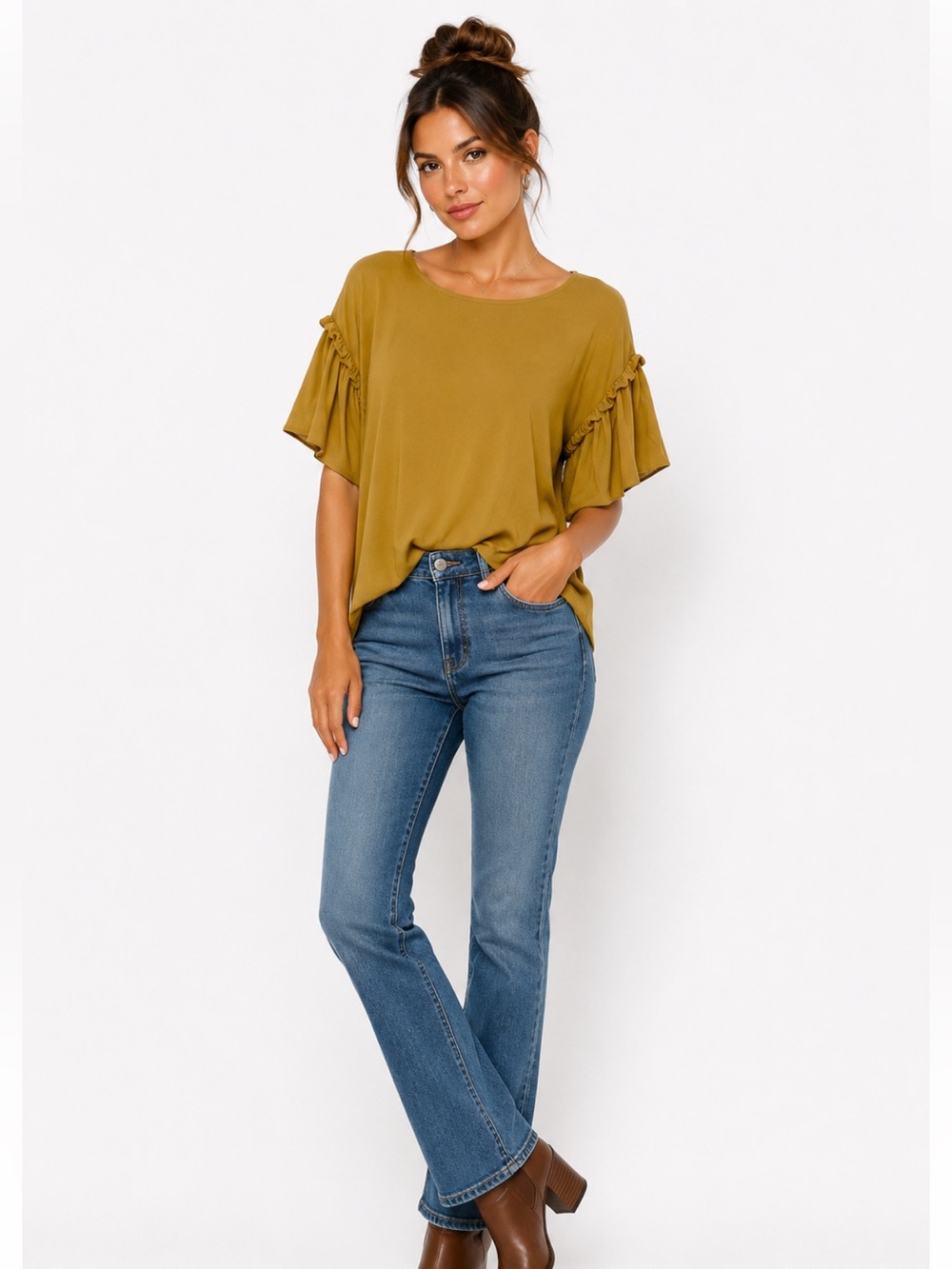 Ann Taylor Golden Short Sleeve Top - Picture 1 of 4